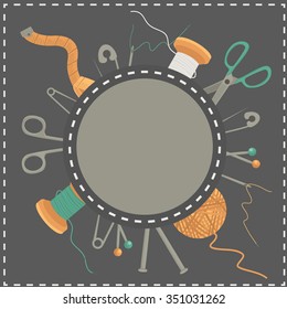 Needlework, sewing. Vector illustration