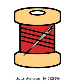needlework tool flat icon spool needle