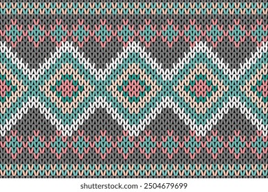 needlework vector seamless knitted pattern. For fabric sweater cloth ,clothing ,wrapping paper,backdrop , gift card,or background .