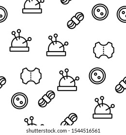 Needlework Vector Seamless Pattern Thin Line Illustration