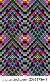 Needlework vector seamless pattern. Warm pulloverstriped jersey textile.