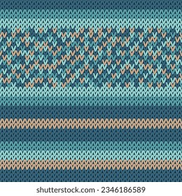 Needlework vector seamless pattern. Winter sweater striped jersey textile. Craft knitted fabric striped ornament. Fiber knitting fashion pattern. Beautiful closeup plaid knitting.