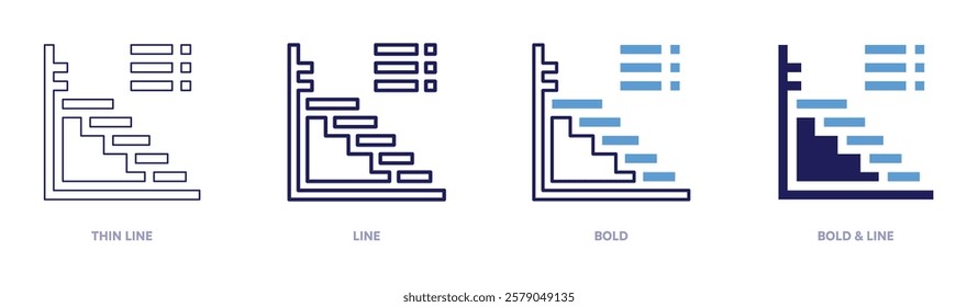 Needs analysis icon in 4 different styles. Thin Line, Line, Bold, and Bold Line. Duotone style. Editable stroke.