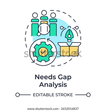 Needs gap analysis multi color concept icon. What customers and users truly demand. Public sector services. Round shape line illustration. Abstract idea. Graphic design. Easy to use in blog post