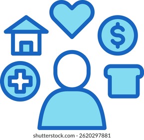 Needs Icon Blue Vector Illustration