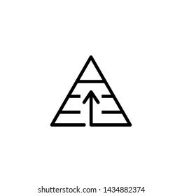 Needs pyramid line icon. Striped triangle with arrow up. Finance concept. Vector illustration can be used for topics like hierarchy, economy, motivation