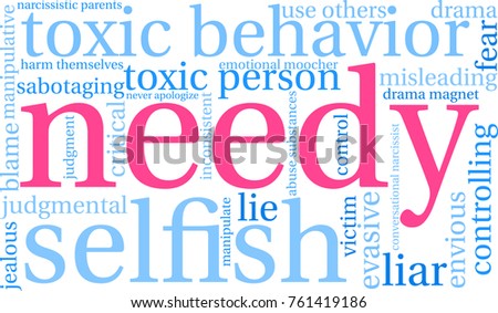 Needy word cloud on a white background. 