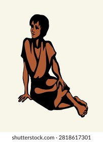 Needy young age white rural guy east orient Asian jewish robe dress cloth trouble stress listen. Isolate eastern Jew seat calm relax street pray ask beg God hope alm help care past retro hand drawn biblic faith believe happy joy prayer arab story art