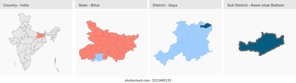 Mapa de Neem chak Bathani (Distrito de Gaya, Estado de Bihar, República de la India), Distrito de Gaya, Estado de Bihar, República de la India, Gobierno de Bihar, Territorio de la India, India oriental, política, aldea, turismo