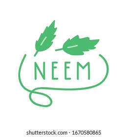 Neem. Vector hand drawn badge illustration on white background.