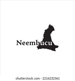 Neembucu map and black lettering design on white background