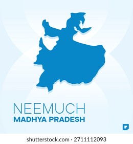 Mapa del distrito de NEEMUCH, Madhya Pradesh, India - Esquema de Vector editable.
