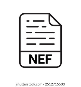 NEF icon, NEF outline vector icon. Thin line black NEF icon, flat vector simple element illustration from editable big data concept isolated on white background