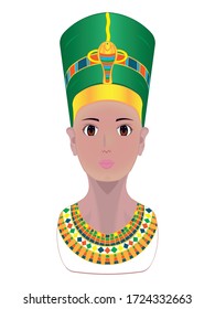 Neferneferuaten Or Nefertiti The Famous Egyptian Queen Of Pharaoh Akhenaten Drawing In Vector With Cartoon Eyes