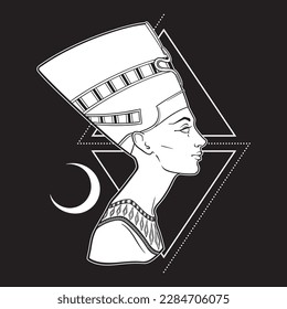 Nefertiti ancient Egyptian queen in gothic style hand drawn vector illustration