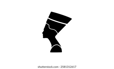 Nefertiti emblem, black isolated silhouette