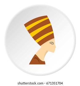 Nefertiti head icon in flat circle isolated vector illustration for web