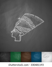 Nefertiti icon. Hand drawn vector illustration. Chalkboard Design
