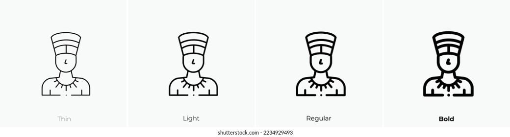 nefertiti icon. Thin, Light Regular And Bold style design isolated on white background