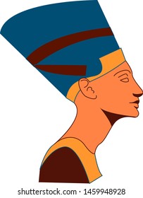 Nefertiti, illustration, vector on white background.