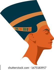 Nefertiti, illustration, vector on white background.