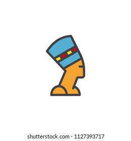 Nefertiti Profile filled outline icon, line vector sign, linear colorful pictogram isolated on white. Egyptian queen symbol, logo illustration. Pixel perfect vector graphics