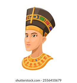 Nefertiti Queen Of Egyptian Head Figure Character Illustration Vector