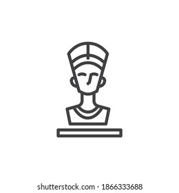 Nefertiti Queen line icon. linear style sign for mobile concept and web design. Ancient Egyptian queen Nefertiti outline vector icon. Symbol, logo illustration. Vector graphics