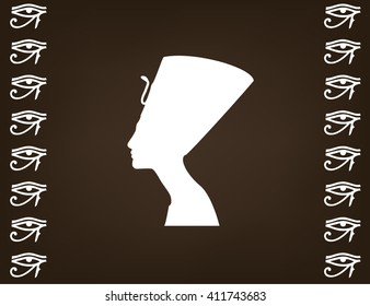 Nefertiti silhouette. Egyptian symbols. eye. Eye of Horus. antiquity. history