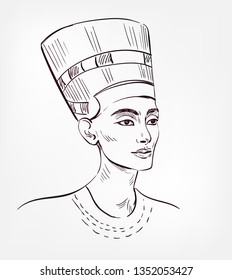 Nefertiti Vector Portrait Isolated Sketch Stock Vector (Royalty Free ...