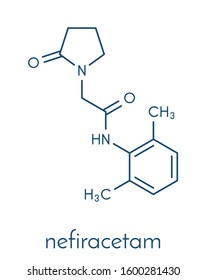Nefiracetam nootropic drug molecule. Skeletal formula.