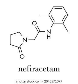 Nefiracetam nootropic drug molecule. Skeletal formula.