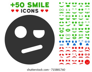 Negation Smiley pictograph with colored bonus emotion graphic icons. Vector illustration style is flat iconic elements for web design, app user interfaces, messaging.