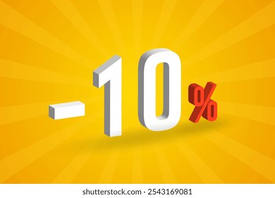 Negative 10% discount 3D text for sells and promotion.