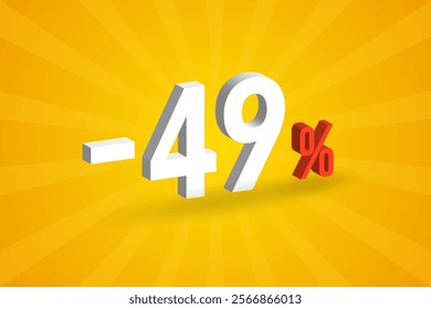 Negative 49% discount 3D text for sells and promotion.