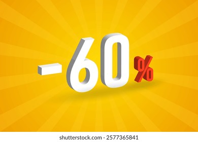 Negative 60% discount 3D text for sells and promotion.