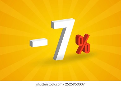 Negative 7% Rabatt 3D-Text für Verkauf und Promotion.