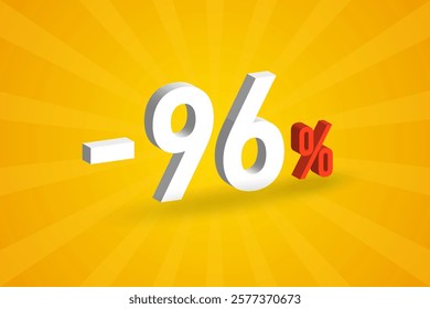 Negative 96% discount 3D text for sells and promotion.