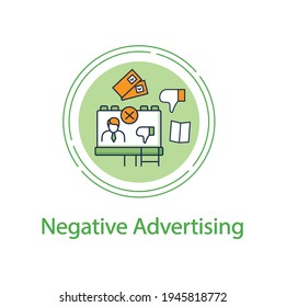  Negative Ad-Concept-Line-Symbol Wahlkampagne, schwarze PR, Propaganda. Wahl, Wahlkonzept. Demokratie. Parlaments- oder Präsidentschaftswahlen.Vektor einzelne Metapher für die Konzeption