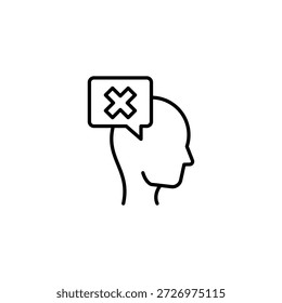 Negativo Linha Conceito Linha Ícone Mindset Rejeição