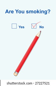 Negative answer to a question on smoking and red pencil