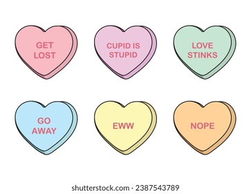 Negative Anti-Valentines Day Candy Heart Collection