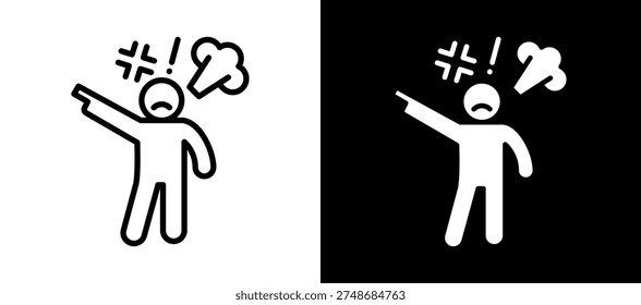 Negative Behavior Icon whiteblack Vector Illustration
