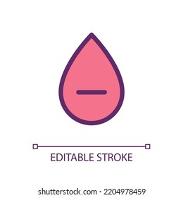 Negative blood type pixel perfect RGB color ui icon. Laboratory test. Simple filled line element. GUI, UX design for mobile app. Vector isolated pictogram. Editable stroke. Arial font used