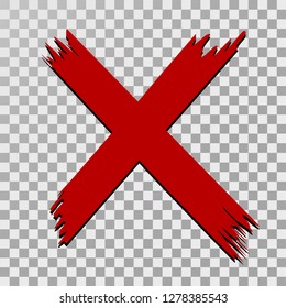 Negative Brush Painted No Icon Isolated on Transparent Background. Grunge Style Vector Illustration