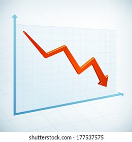 Negative business graph width red arrow vector icon