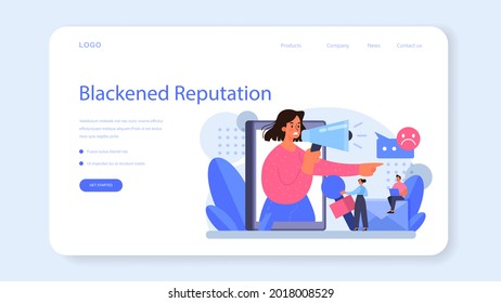 Negative campaigning web banner or landing page. Brand negative reputation. Bad customer review. Elimination of competitors, black PR. Isolated flat vector illustration