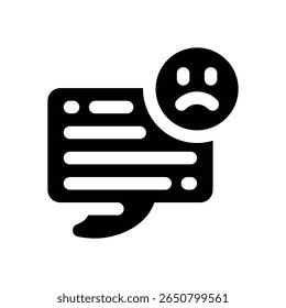 negative comment glyph icon. Strong and solid vector icon for websites, mobile interfaces, presentations, and visual branding. High quality and easy to edit.