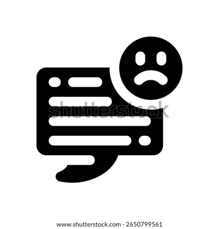 negative comment glyph icon. Strong and solid vector icon for websites, mobile interfaces, presentations, and visual branding. High quality and easy to edit.