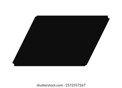 Negative corners parallelogram shape silhouette icon. A quadrilateral symbol formed by parallel lines. Isolated on a white background.